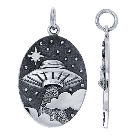 Sterling Silver UFO in Clouds Pendant