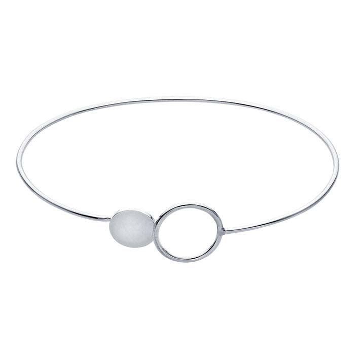 Sterling Silver Circle & Dot Bangle Bracelet