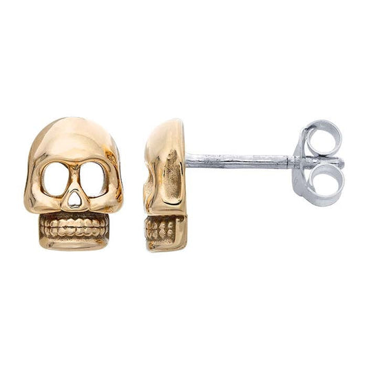 Bronze Skull Post Earrings