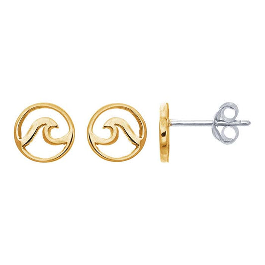Bronze Open Circle with Wave Post Earrings