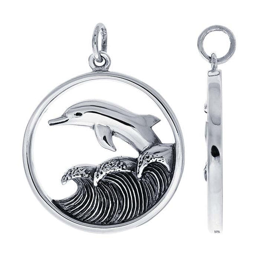 Sterling Silver Dolphin & Waves Pendant