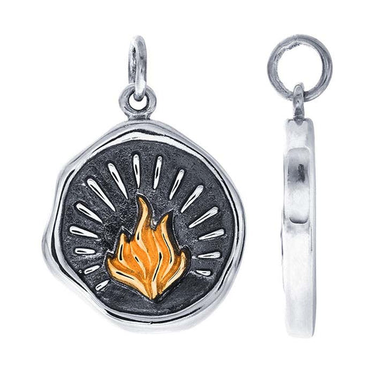 Sterling Silver Bronze Fire Wax Seal Pendant