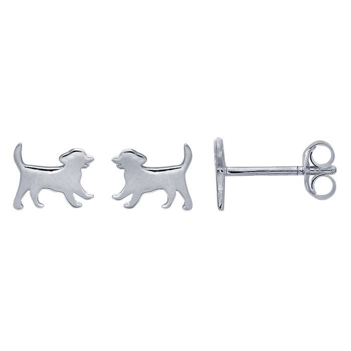 Sterling Silver Playful Puppy Post Earrings