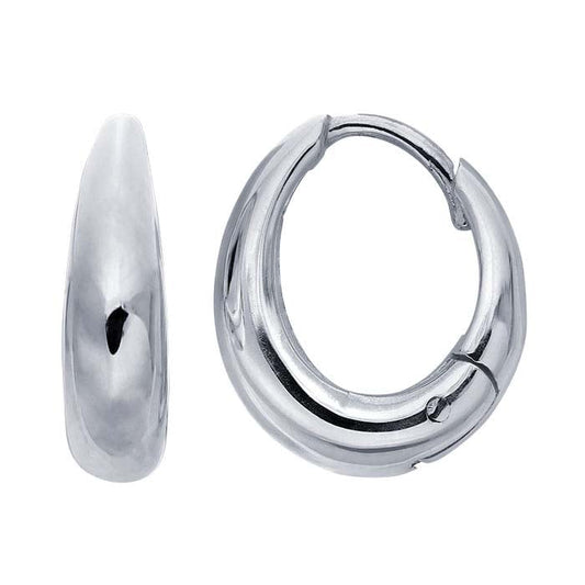 Sterling Silver Teardrop Huggie Hoop Earrings