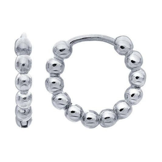Sterling Silver Beaded Hoop Earrings