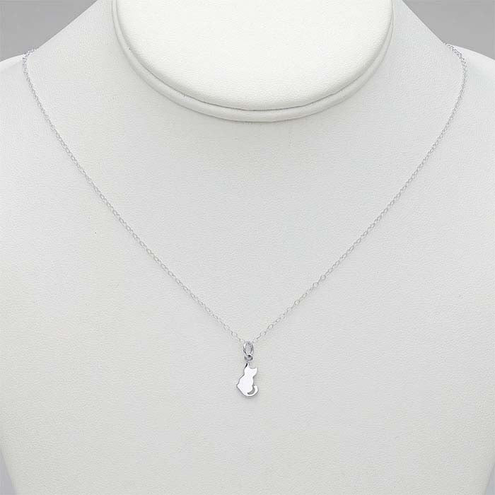 Sterling Silver Tiny Cat Necklace