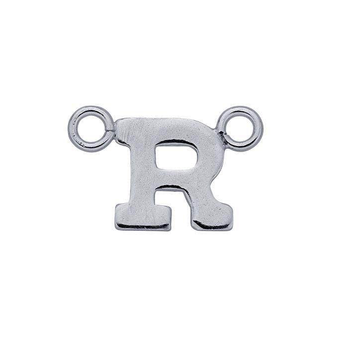 纯银字母花环吊坠，R