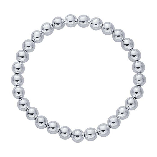 Sterling Silver 6mm Beaded Stretch Bangle Bracelet