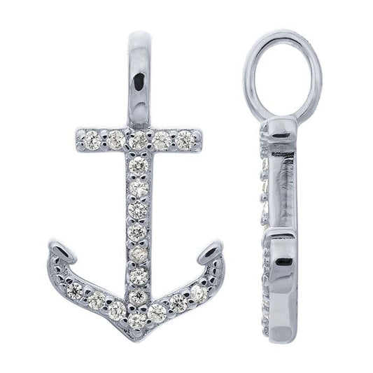 Sterling Silver CZ-Set Anchor Charm