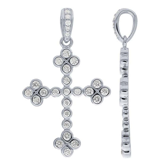 Sterling Silver CZ-Set Cross Pendant