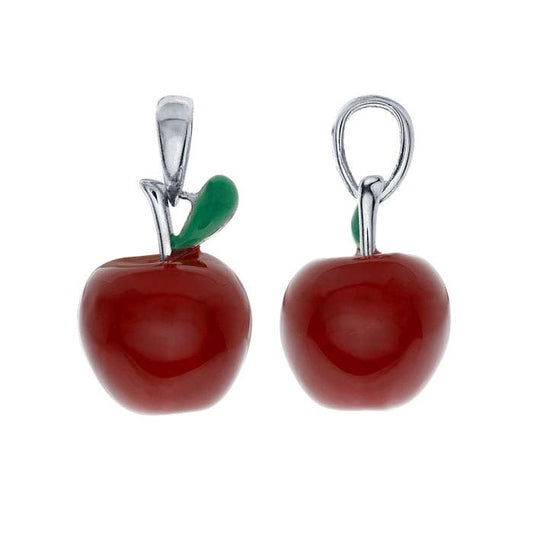 Sterling Silver Red Enamel Apple Charm