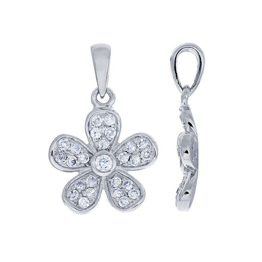 Sterling Silver CZ-Set Flower Charm