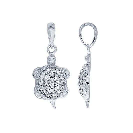Sterling Silver CZ-Set Turtle Pendant