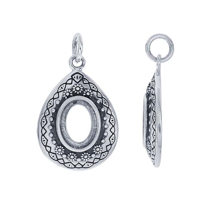 Sterling Silver 8 x 6mm Oval Cabochon Pendant Mounting