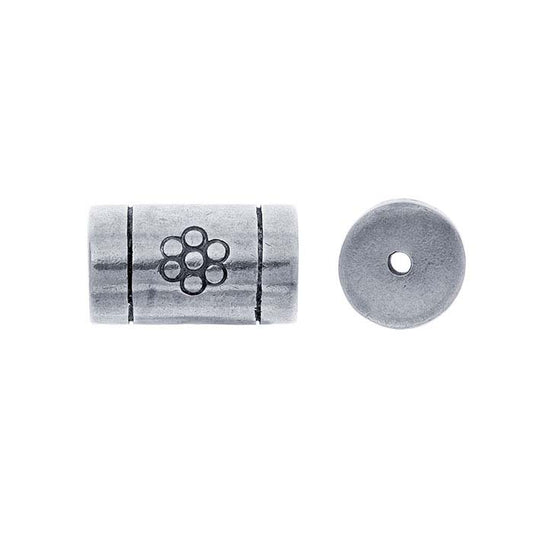 Sterling Silver 15 x 8,5 mm Cylinder Oxiderad Mönstrad Pärla