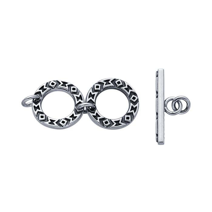 Sterling Silver 25.4 x 16.3mm Circle Toggle Clasp with Extender