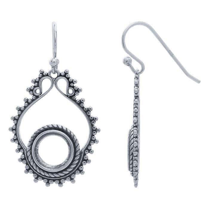 Sterling Silver Granulated Ear Wire with 8mm Bezel Setting