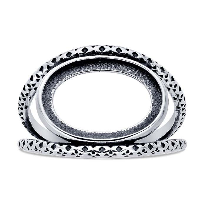 Sterling Silver Split-Shank 14 x 10mm Oval Ring Mounting