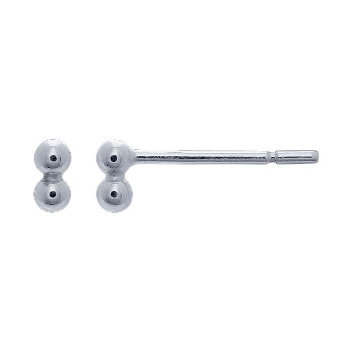 Sterling Silver 2mm Two-Ball Post Earring