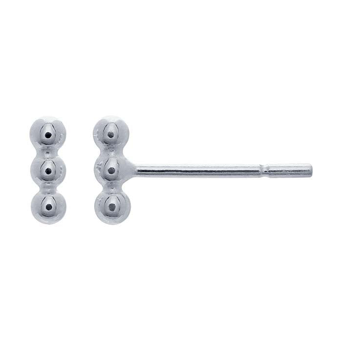 Orecchino a perno in argento sterling 2mm con tre sfere