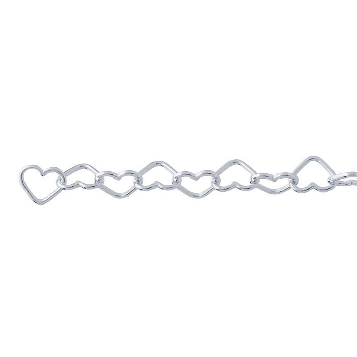 Sterling Silver Heart Link Chain, By the Foot