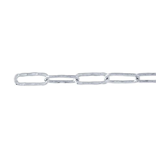 Sterling Silver 3mm Hammered Oval Cable Chain, By the Foot