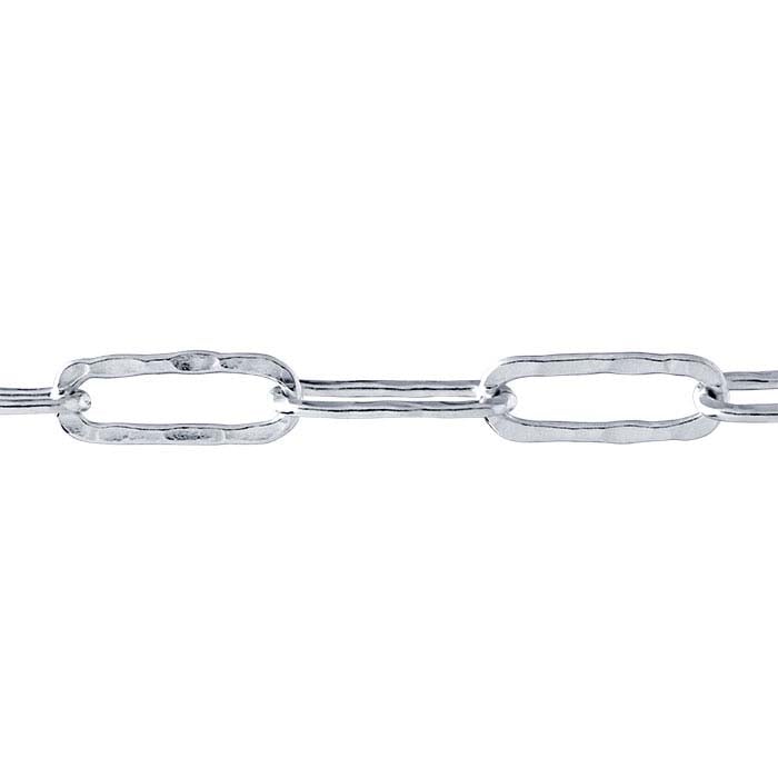 Sterling Silver 3mm Hammered Oval Cable Chain, By the Foot