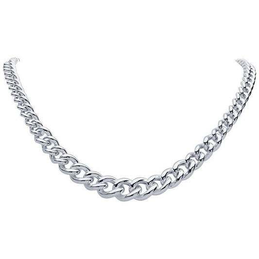 Sterling Silver Graduated Hollow Curb Chain Necklace