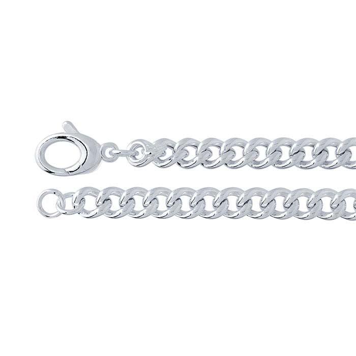 Sterling Silver Graduated Hollow Curb Chain Necklace