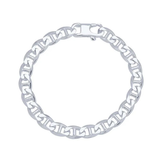 Pulsera de cadena de ancla con corte de diamante de 8 mm en plata de ley