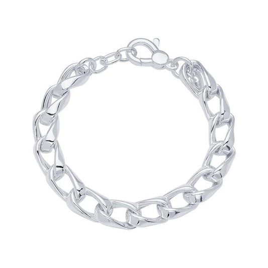 Sterling Silver 10mm Hollow Curb Chain Bracelet