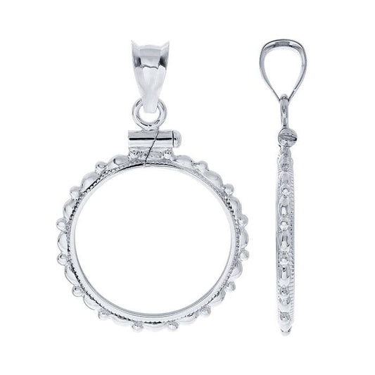 Sterling Silver Scalloped Edge Coin Pendant Mounting