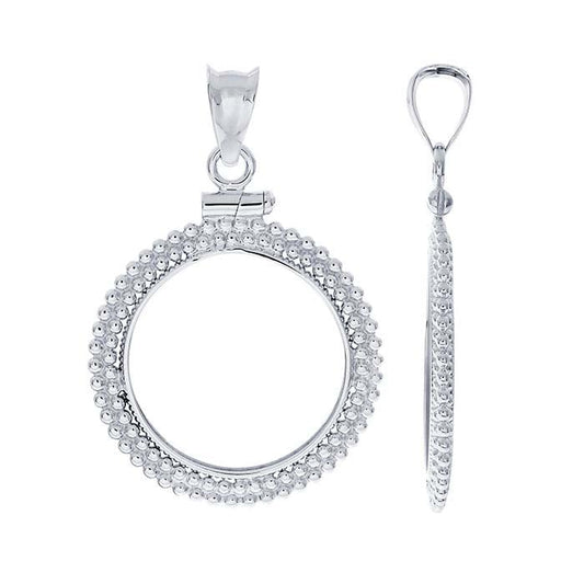 Sterling Silver Beaded Dime Coin Pendant Mounting