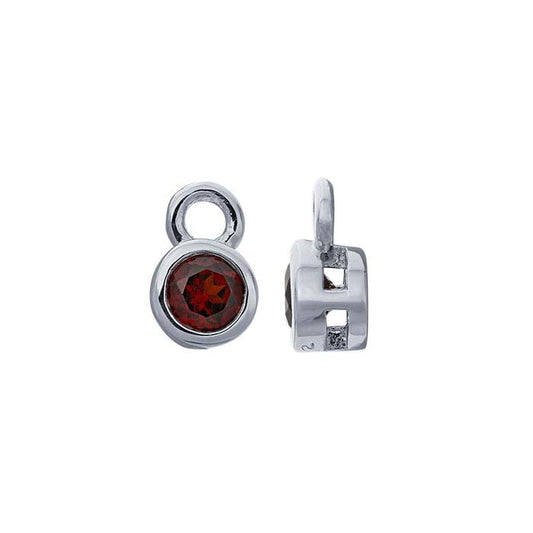 Ciondolo in Argento Sterling 3mm con Granato Incassato