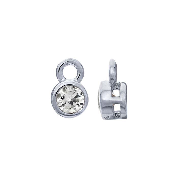 Sterlingsilver 3 mm labbodlad vit safirinfattad berlock