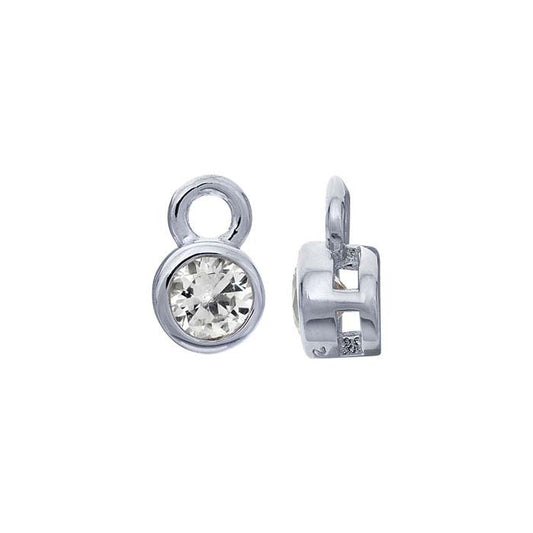 Charm in Argento Sterling con Zaffiro Bianco Coltivato in Laboratorio da 3mm