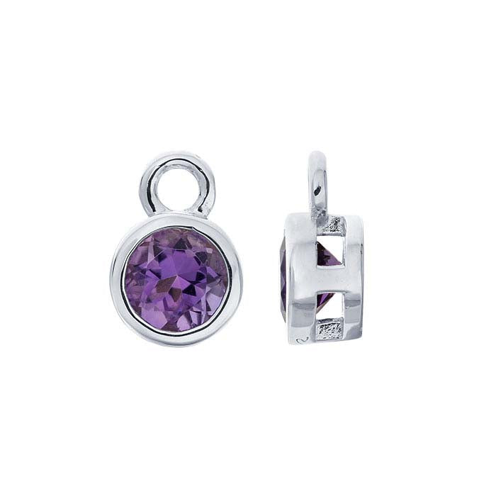 Sterling Silver 4mm Amethyst-Set Charm