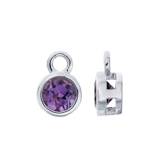 Sterling Silver 4mm Amethyst-Set Charm