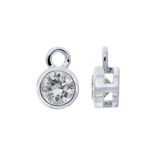 Sterling Silver 4mm Lab-Grown White Sapphire-Set Charm