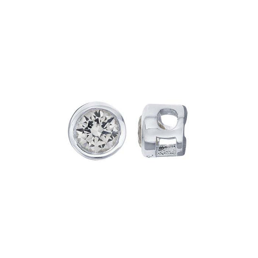 Charm in Argento Sterling con Zaffiro Bianco Coltivato in Laboratorio da 3mm