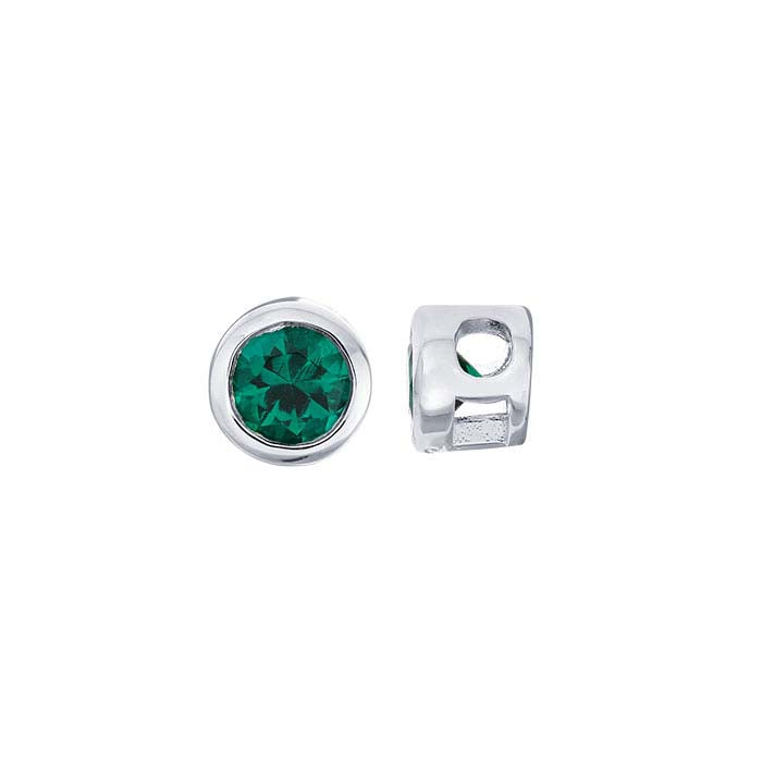 Charm in Argento Sterling con Smeraldo Sintetico da 3mm