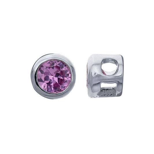 Charm in Argento Sterling con Zaffiro Rosa Coltivato in Laboratorio da 3mm