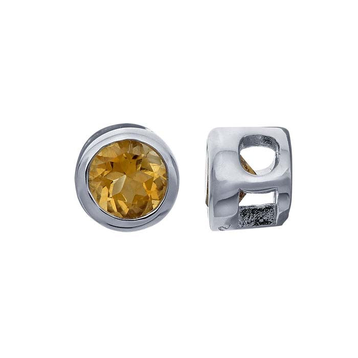 Charm in Argento Sterling 3mm con Citrino Impostato