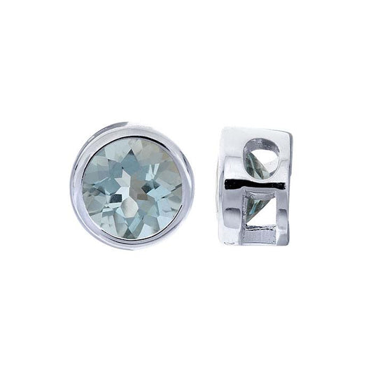 Charm-Anhänger aus Sterlingsilber, 4 mm, mit Aquamarin besetzt