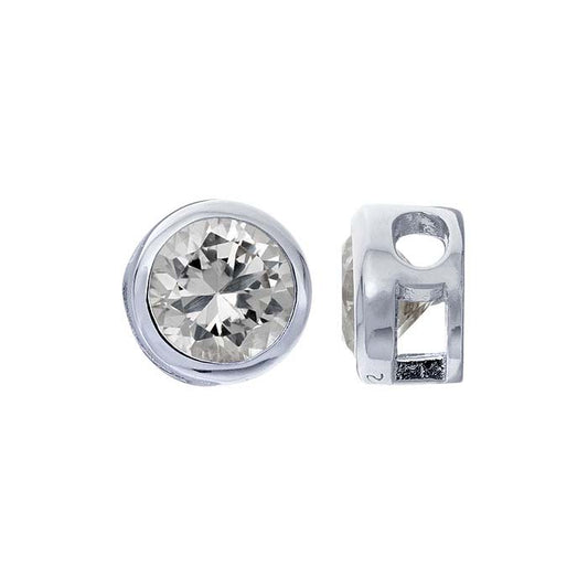 Charm-Anhänger aus Sterlingsilber mit weißem Saphir im Labor-Gewächshaus-Set, 4 mm