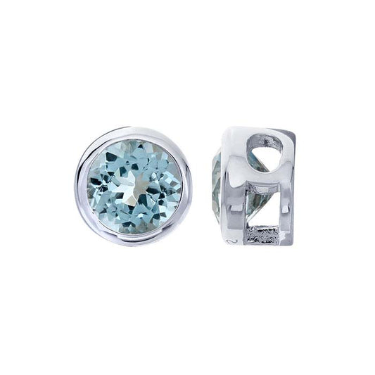Charm-Anhänger aus Sterlingsilber, 4 mm, mit blauem Topas besetzt