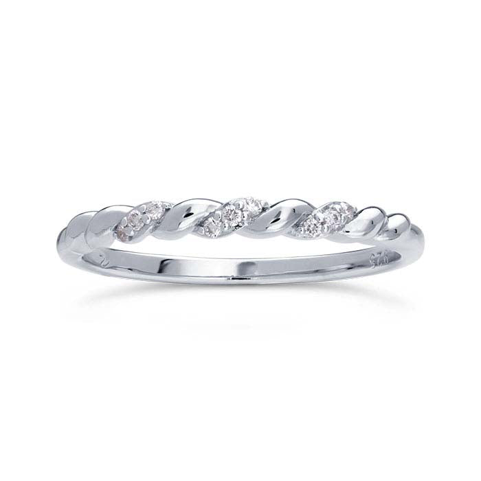 Sterling Silver Diamond-Set Twist Ring