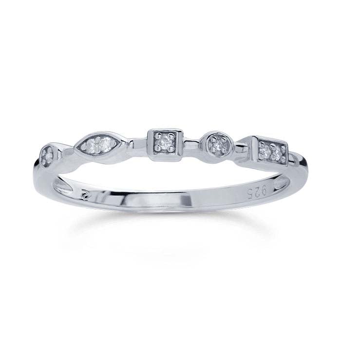 Sterling Silver Diamond-Set Multi-Shape Ring