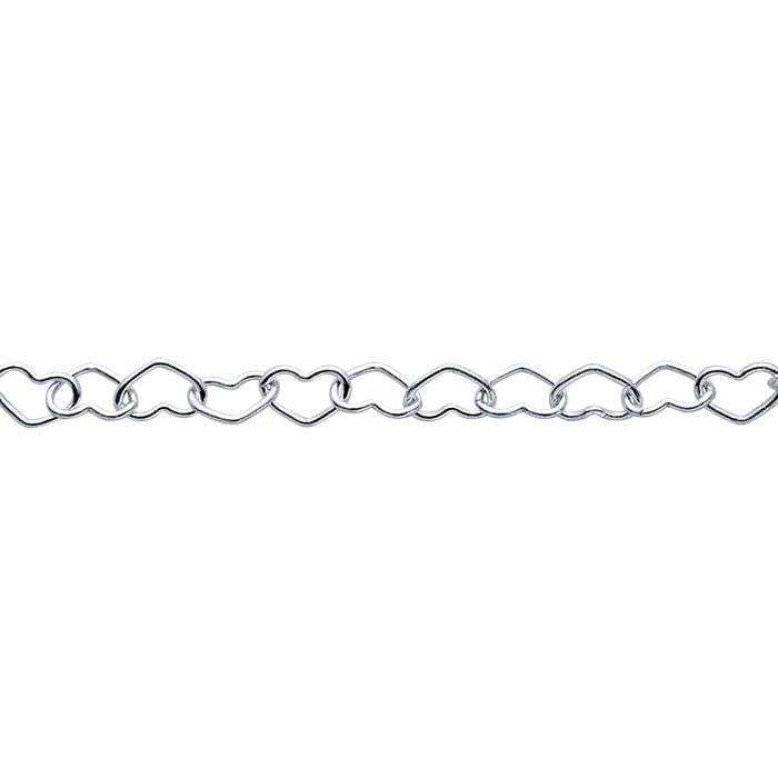 Sterling Silver Heart Link Chain, By the Foot