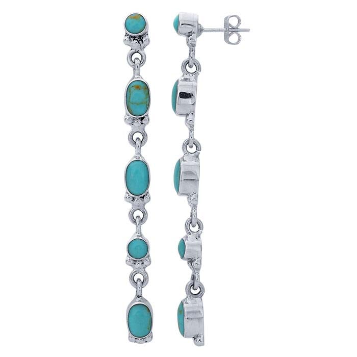 Sterling Silver Imitation Turquoise Dangle Post Earrings